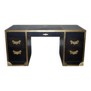 Bureau Collection Cumberland en Cuir Vieilli avec Doublure en Velours Rouge de Timothy Oulton