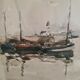 Fernand HERBO (1905-1995) Watercolor signed lower left "Boats in Honfleur" 23 x31 cm
