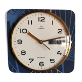 Horloge vintage pendule murale silencieuse "Romatic bleu doré"