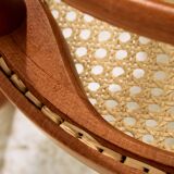 Beech and rattan armchair