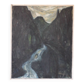 The Valley - Expressionist Oil, Fukuoka, 1950s