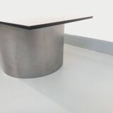 Table basse rectangulaire Space Age vintage en acier et verre fumé