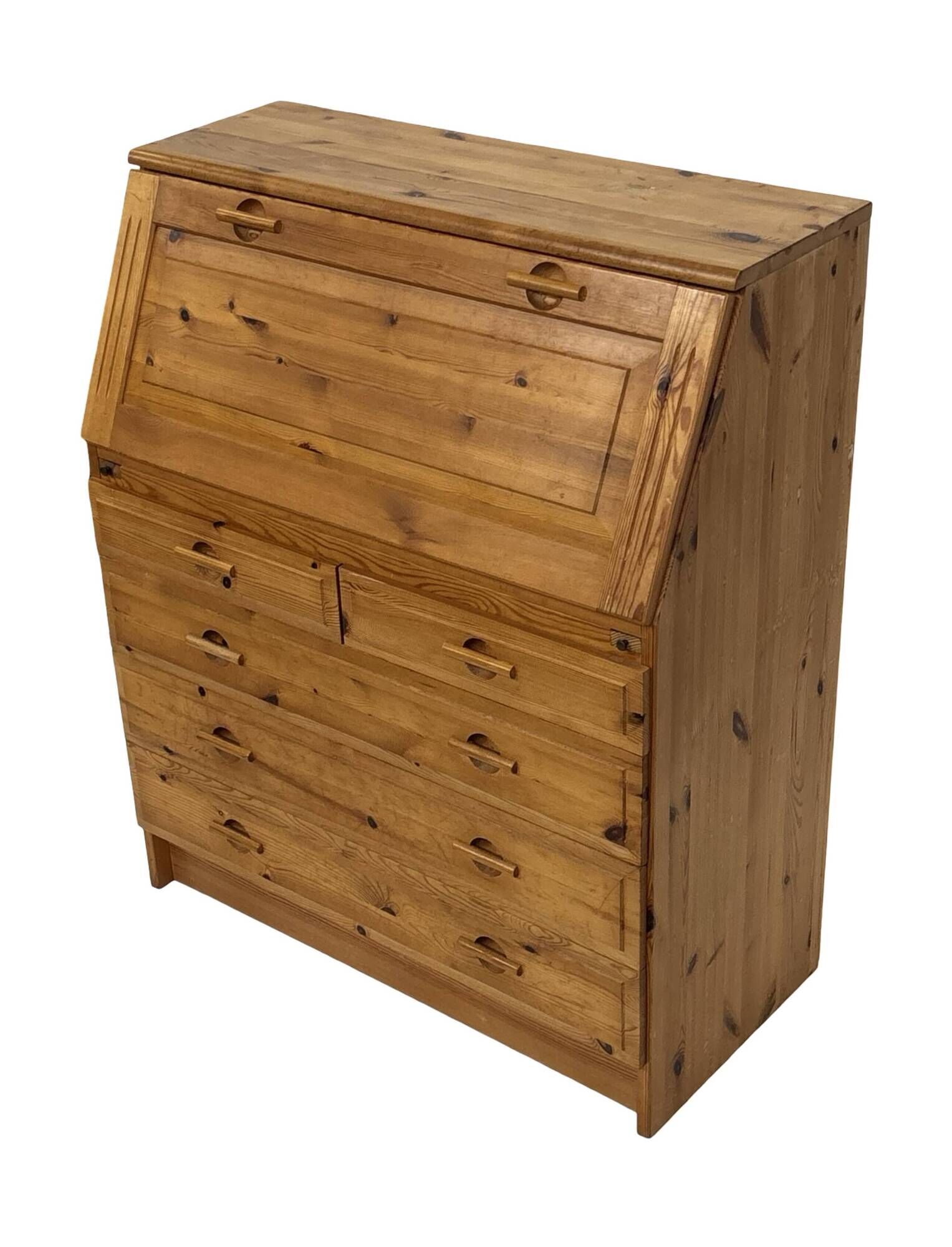 Vintage pine secretaire workstation desk, 1980s design