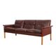 Canapé en cuir marron, design danois, années 1960, designer : Hans Olsen, production : CS Møbler