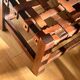 Wooden Brazilian Brutalist Leather Foot Stool Pouf