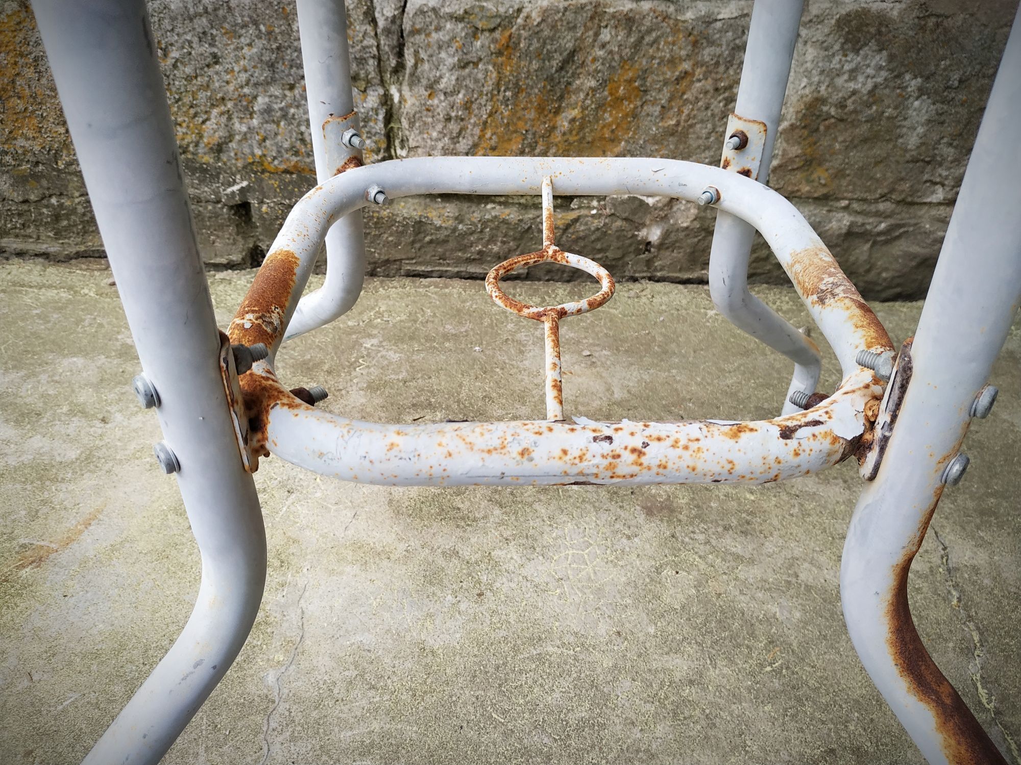 Old garden pedestal table