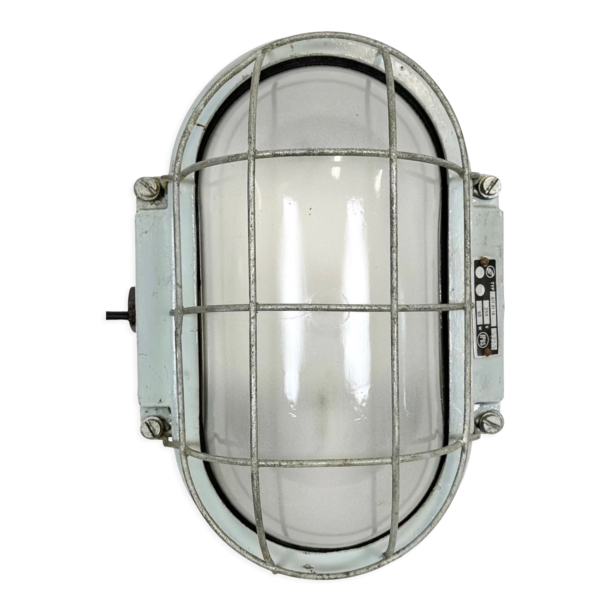 Industrial Cast Aluminium Wall Light with Milk Glass from Elektrosvit, 1970s
