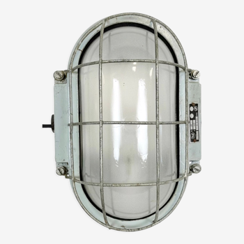 Industrial Cast Aluminium Wall Light with Milk Glass from Elektrosvit, 1970s