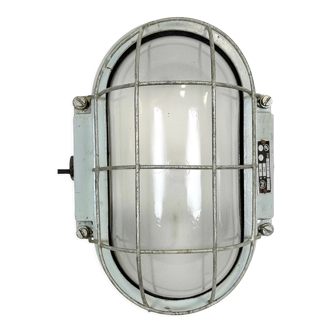 Industrial Cast Aluminium Wall Light with Milk Glass from Elektrosvit, 1970s