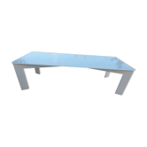 Coffee table in glass and off-white metal