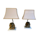 Paire de lampes vintages en bronze doré, visage de pharaon, 1970