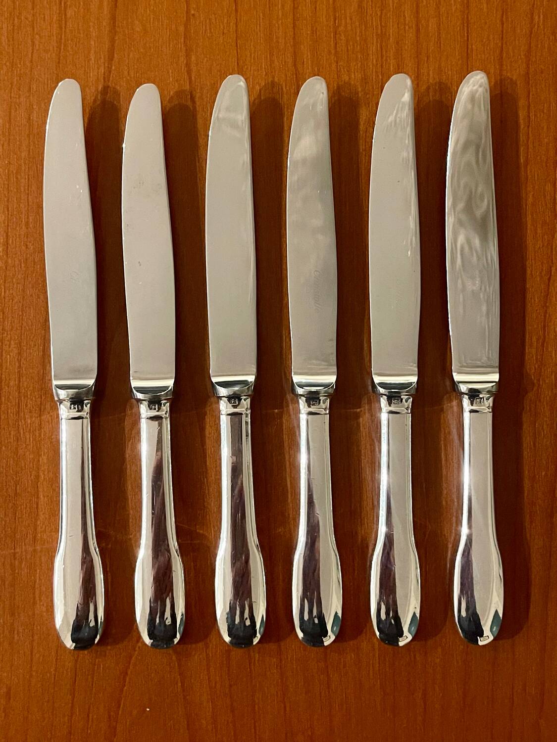 6 Christofle Cluny knives 19.5 cm for dessert, cheese, dessert, good condition