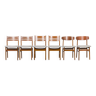 Set of 6 mid century Danish chairs in teak and grey wool upholstery, 1960s