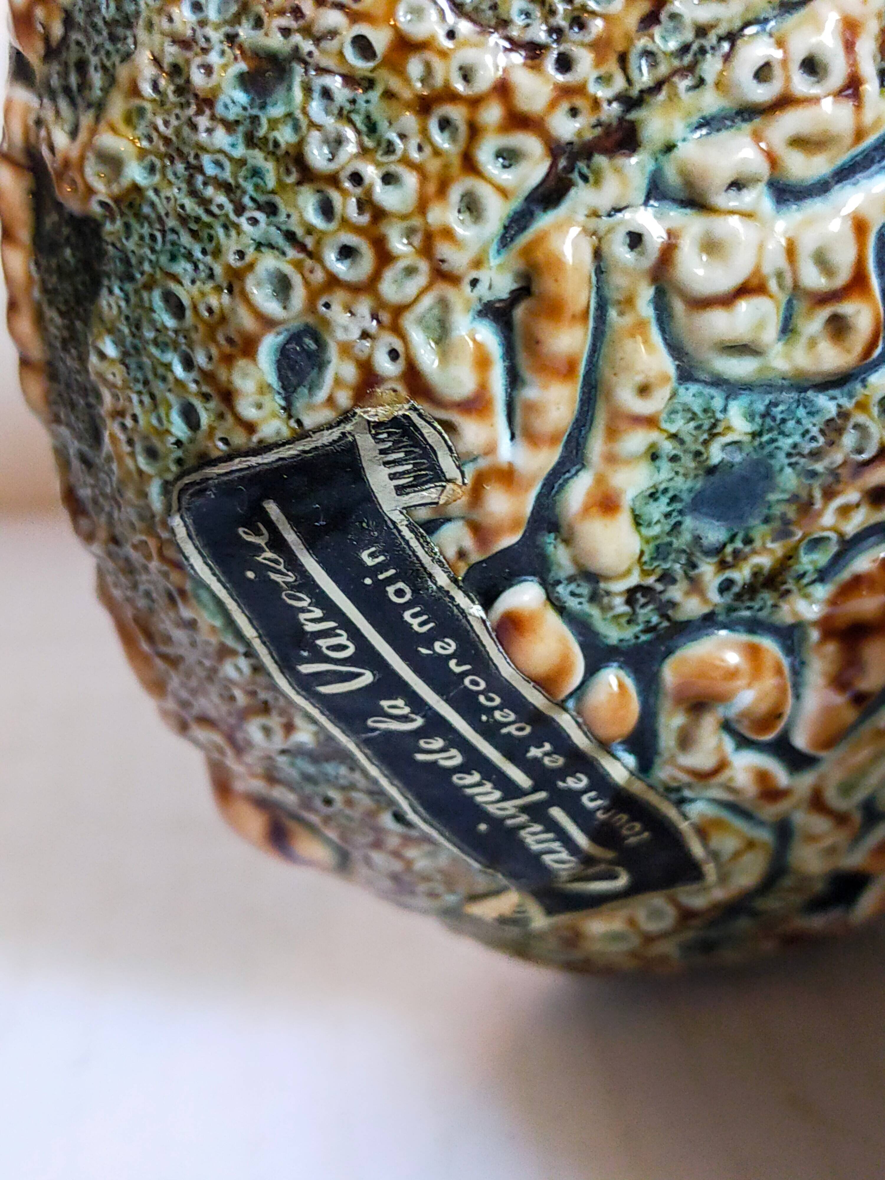 Pair of vintage Vanoise honey foam ceramic candlesticks