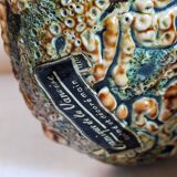 Pair of vintage Vanoise honey foam ceramic candlesticks