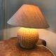 Vintage wicker lamp and lampshade gloved linen