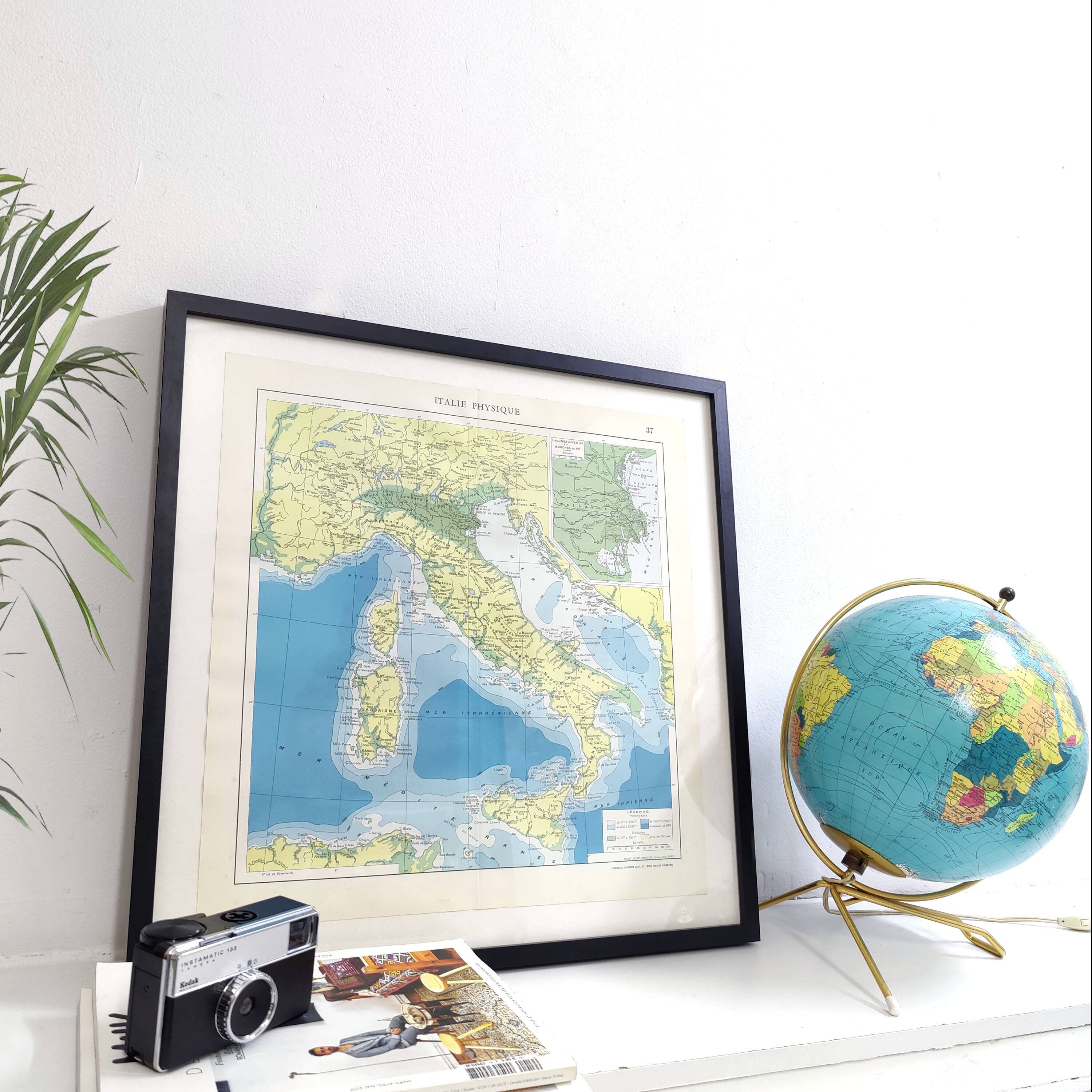 Italy Europe Venice vintage map 43x43cm from 1950