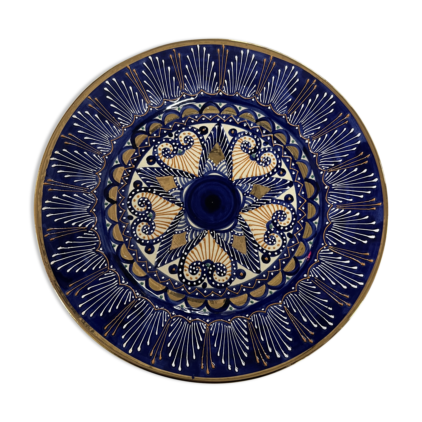 decorative plate enamelled vintage in earthenware HB Quimper