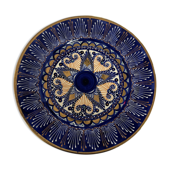 Assiette décorative émaillée vintage en faïence HB Quimper