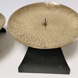 Pair of brass and metal candle holders design 70s