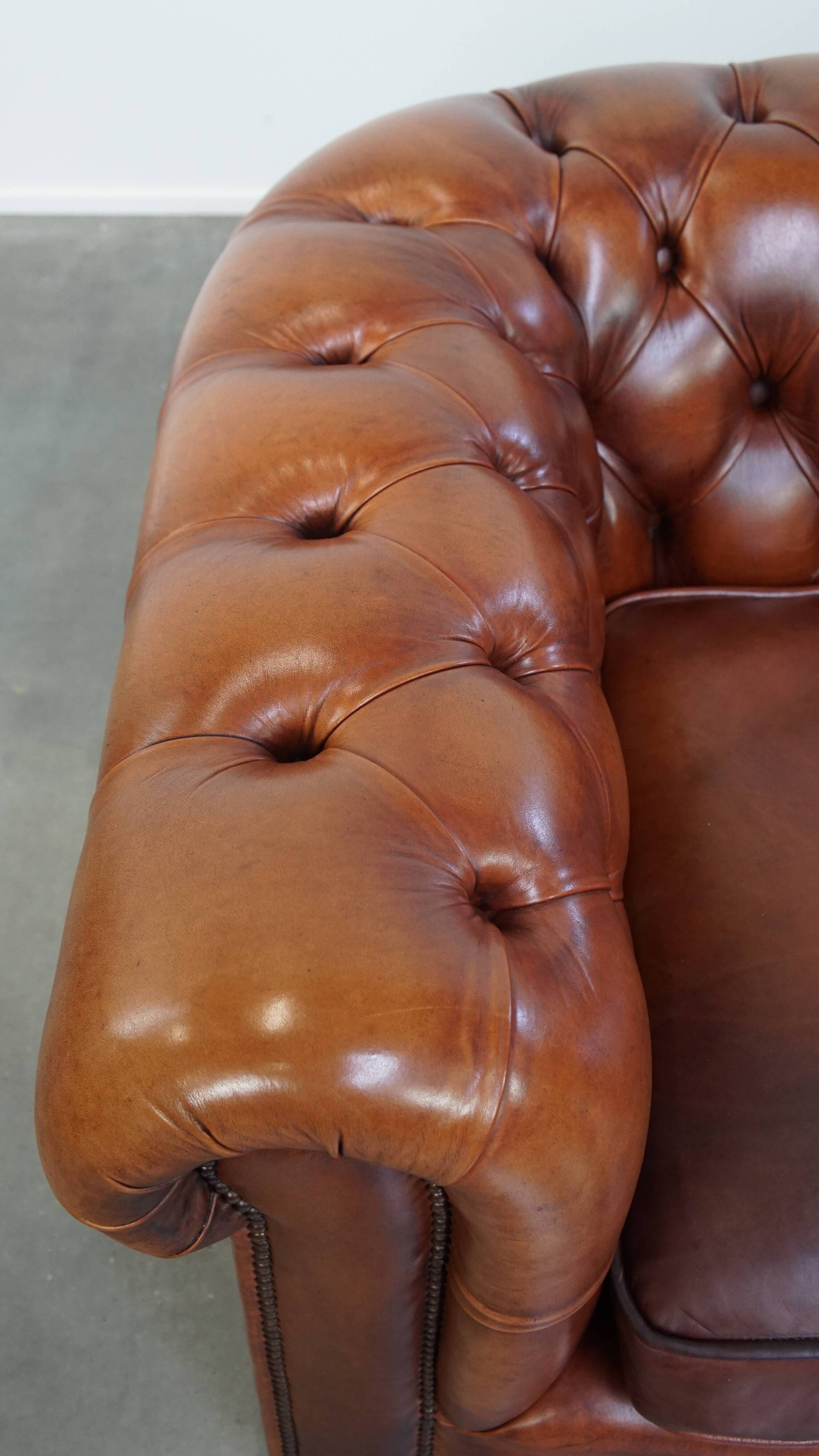 English style cowhide Chesterfield sofa