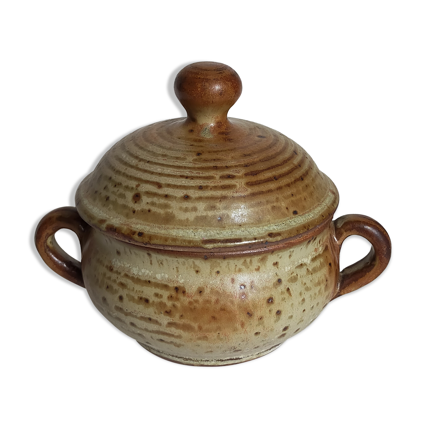 Potter's sugar bowl in vintage enamelled sandstone