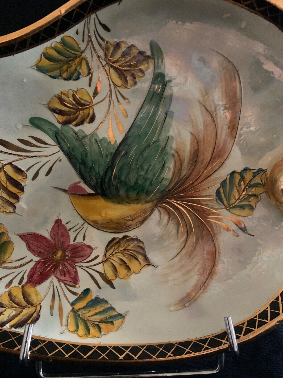 Tray, signed Bequet Quaregnon, Belgium, gilded with fine gold, numbered 14