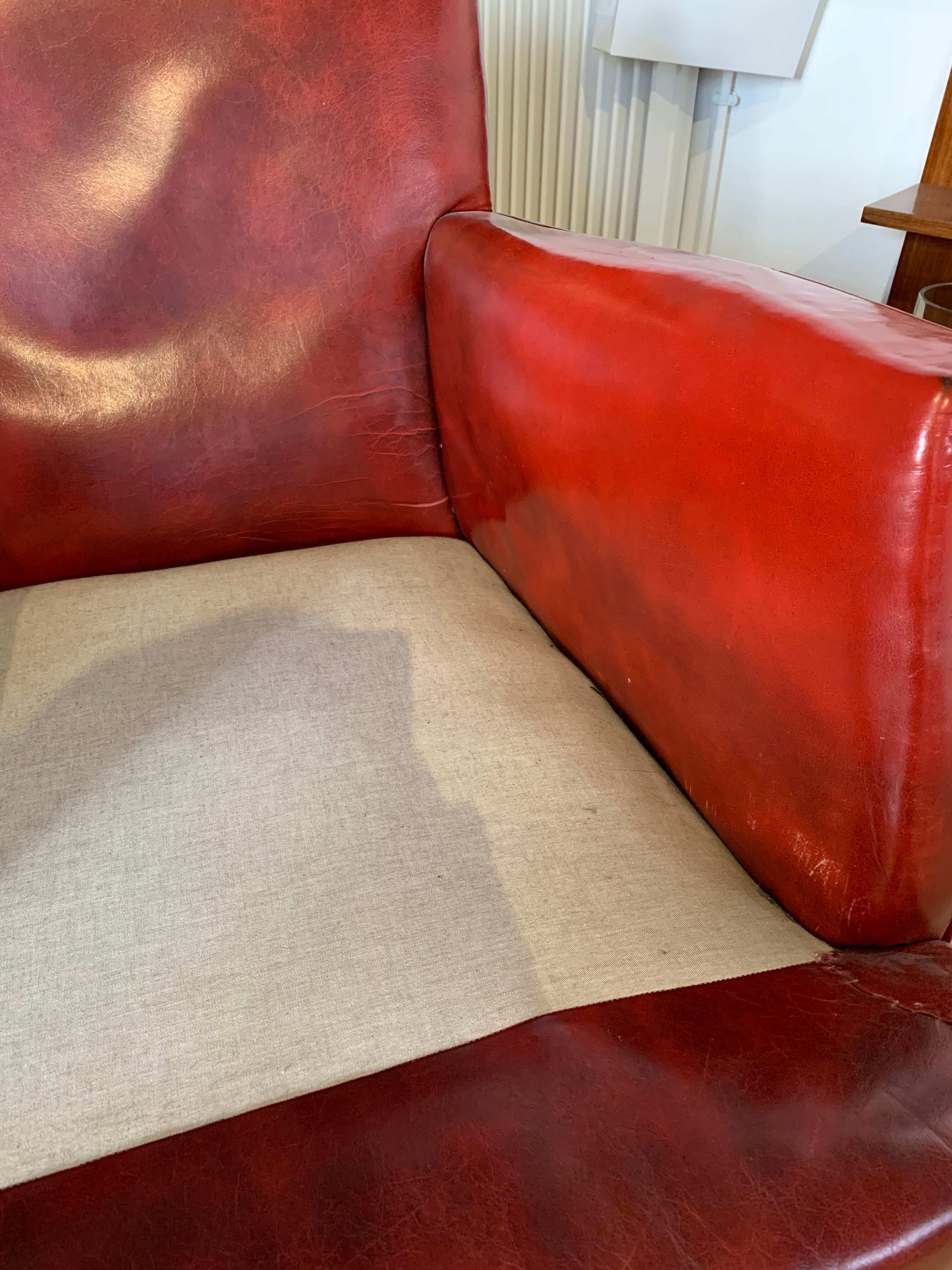 Pair of leather club chairs 30s