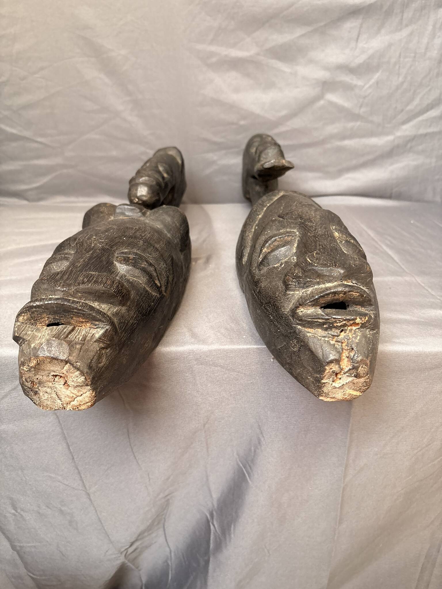 Ancient Pair Mask Helmet Dogon Bambara Mali Ceremony Ritual