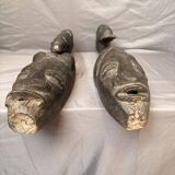 Ancient Pair Mask Helmet Dogon Bambara Mali Ceremony Ritual