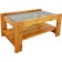 Vintage coffee table in pine and smoked glass, 1970-1980