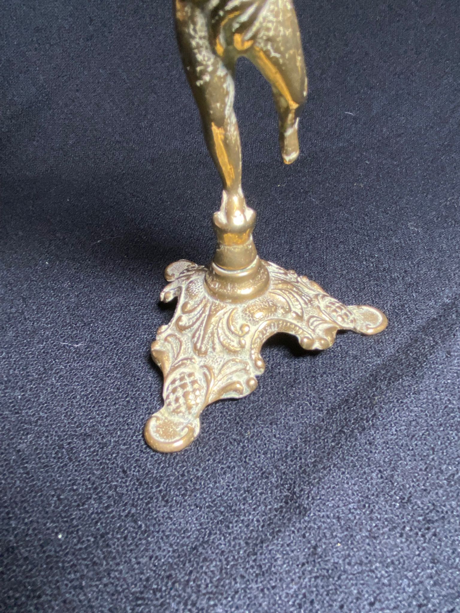 Pair of candlestick buds cherub angel brass