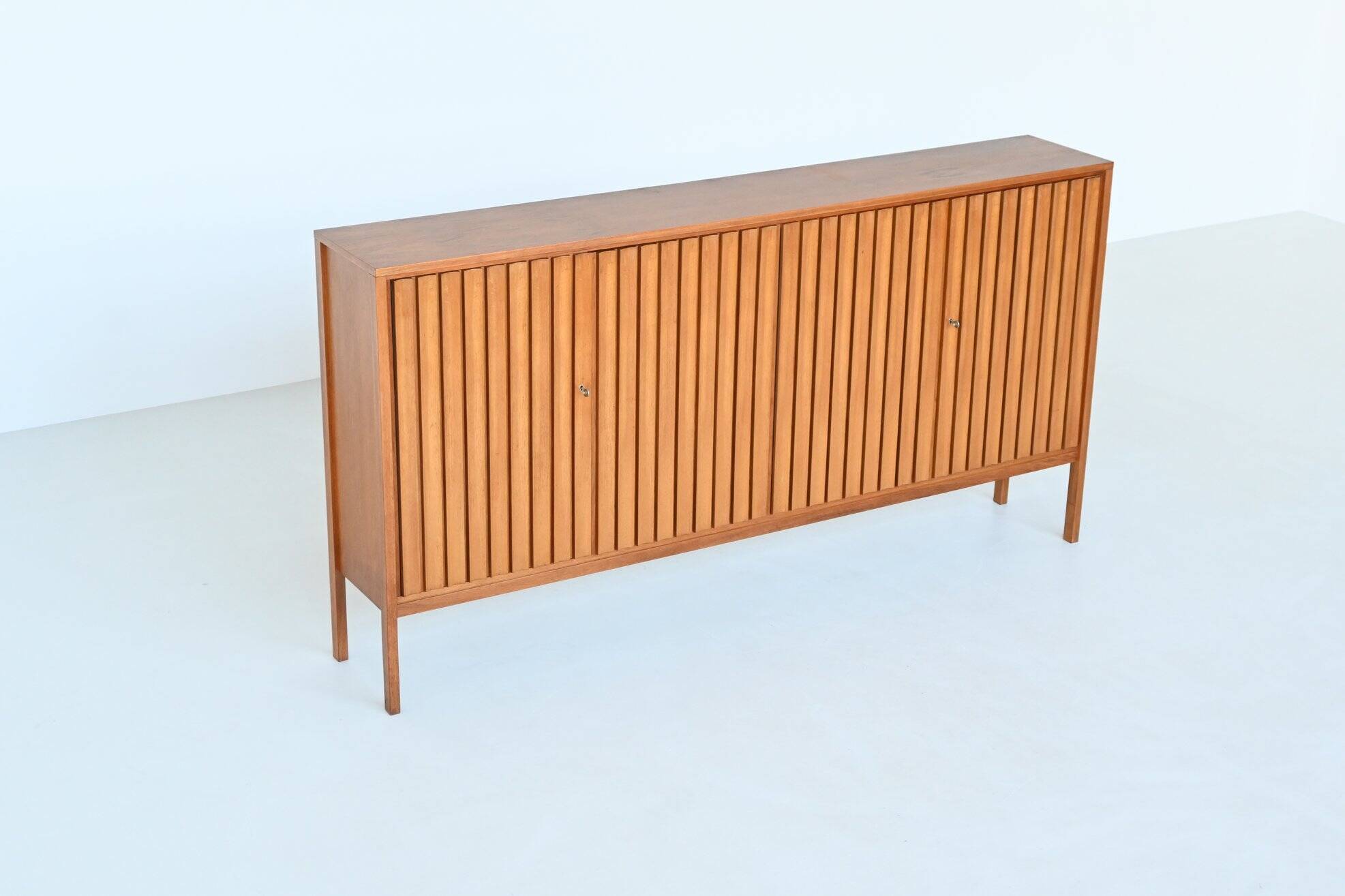 Leo Bub symmetric highboard in walnut XL Bub Wertmobel Germany 1960