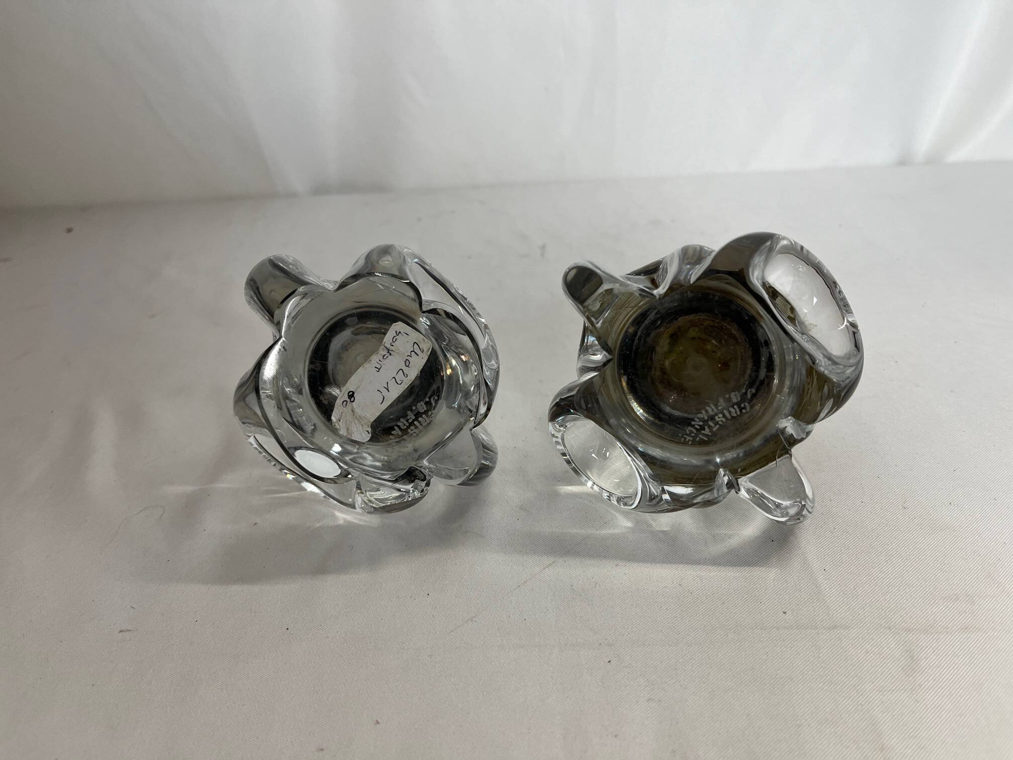 Tableware pair of crystal candlesticks JB France 20th century