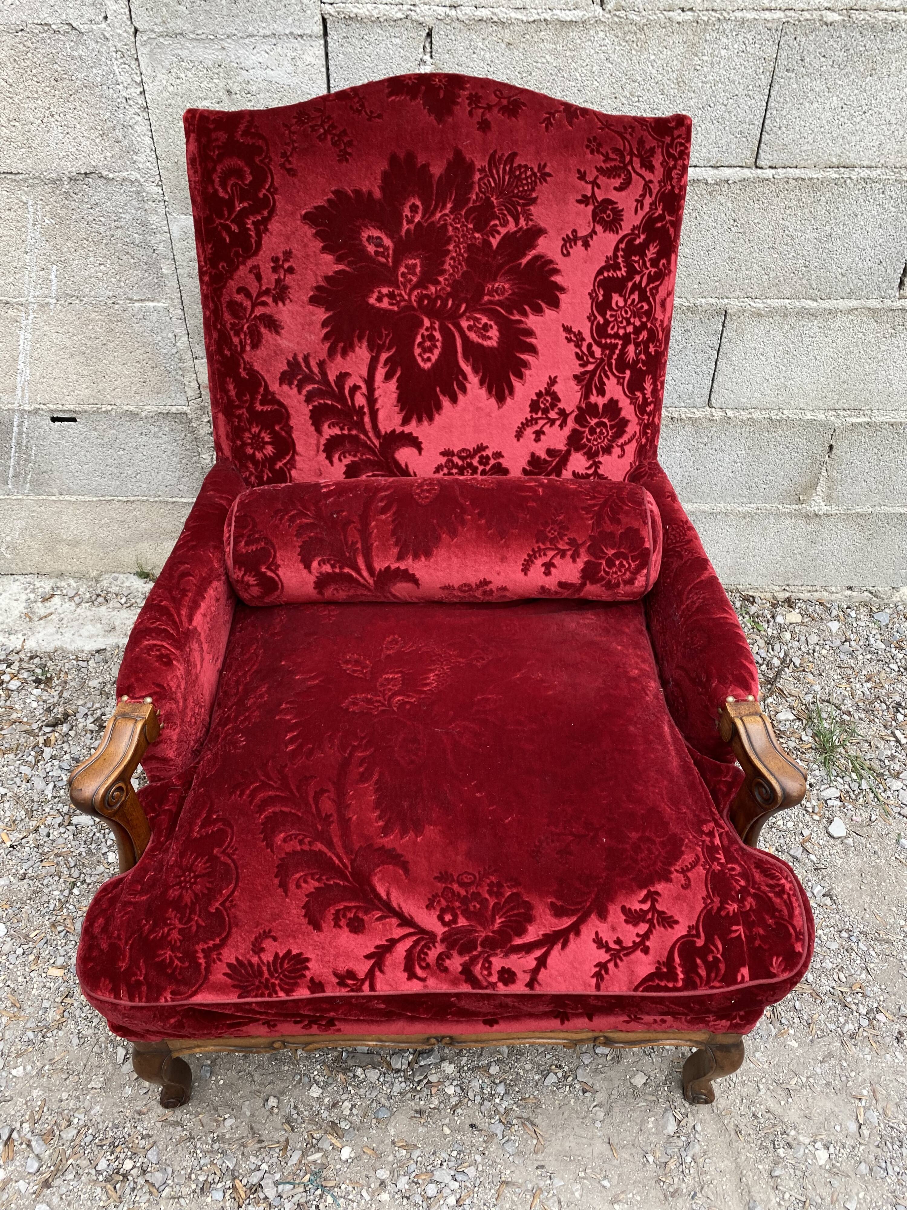 Rest chair Louis XV red velvet