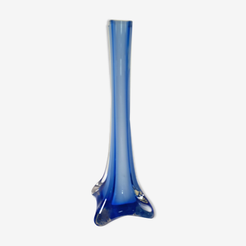 Soliflore vase in blue glass
