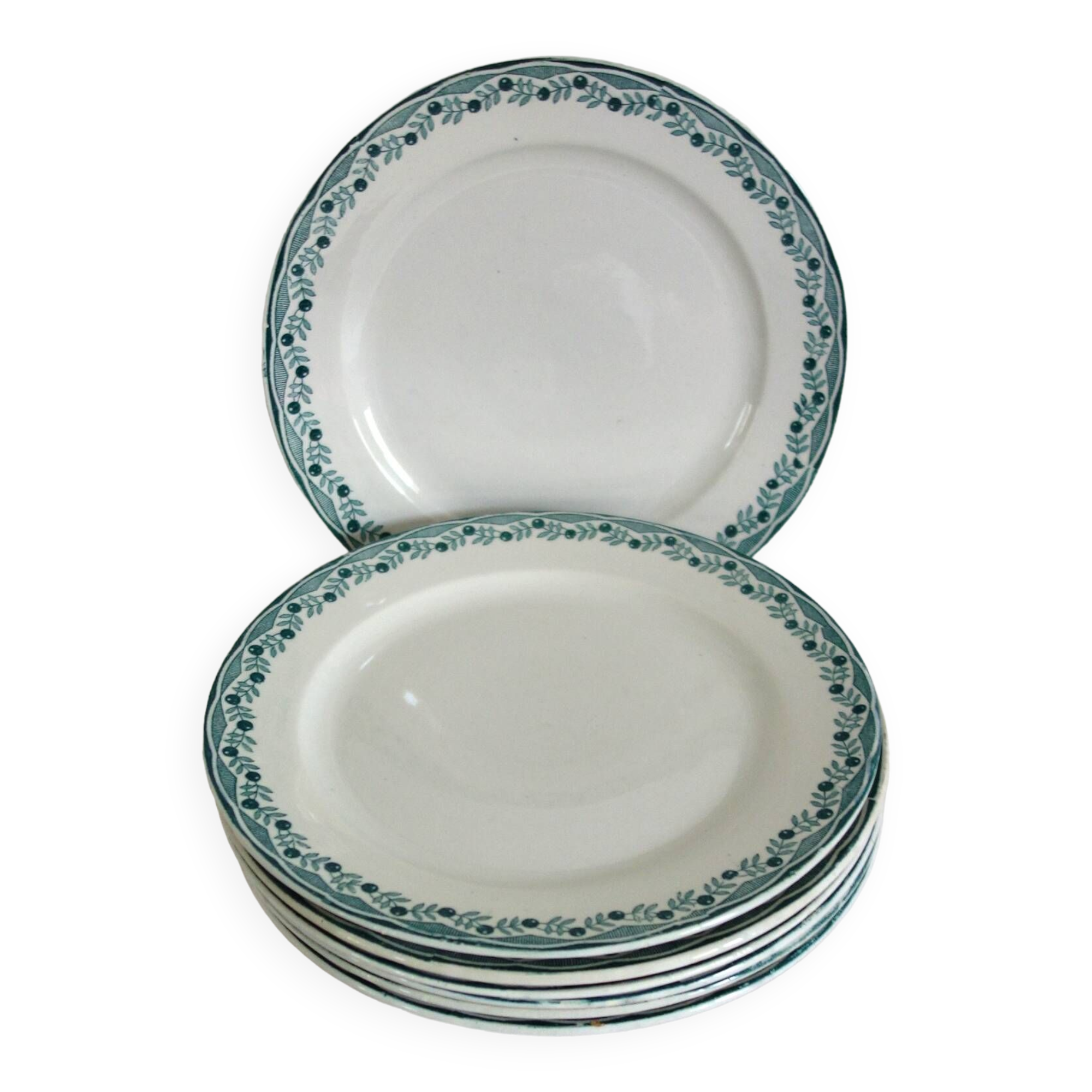 7 old Sarreguemines Orléans dessert plates