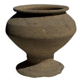 Small brutalist Indonesian footed pot H13 D15