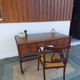 English lion paw desk and lyre armchair, leather, extensions