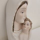 Vintage Italian wall ceramic Virgin and Child