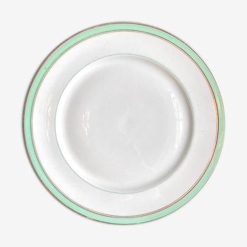 Assiette à gâteaux en porcelaine de Paris dorée et vert d’eau