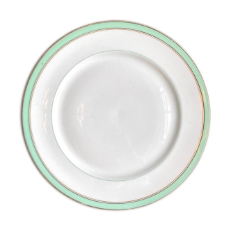 Assiette à gâteaux en porcelaine de Paris dorée et vert d’eau