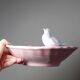 Decorative bowl, vintage Italian earthenware empty pocket with shell and dove