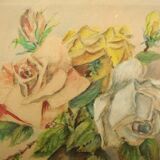 Tableau ancien bouquet de roses