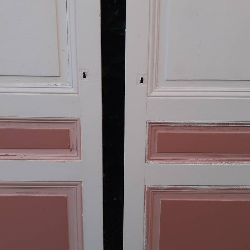 Pairs of large antique Haussmann-style wardrobe doors from the 19th century.