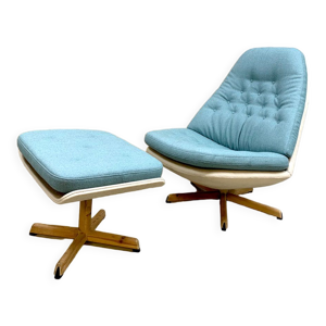 Chaise pivotante et pouf au design