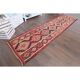 1970s Vintage Turkish Hand-Knotted Wool Cotton Red Runner Rug 83x314