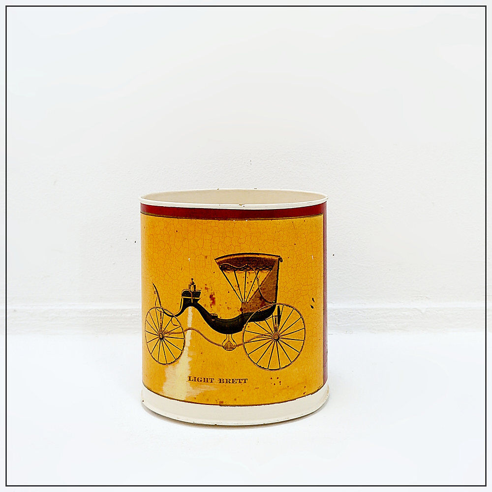 Metal wastebasket "Light Brett" lithographic print by Arthur A. Kaplan Co.