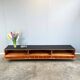 Minimalist XXL lowboard, teak and black top, 1960s