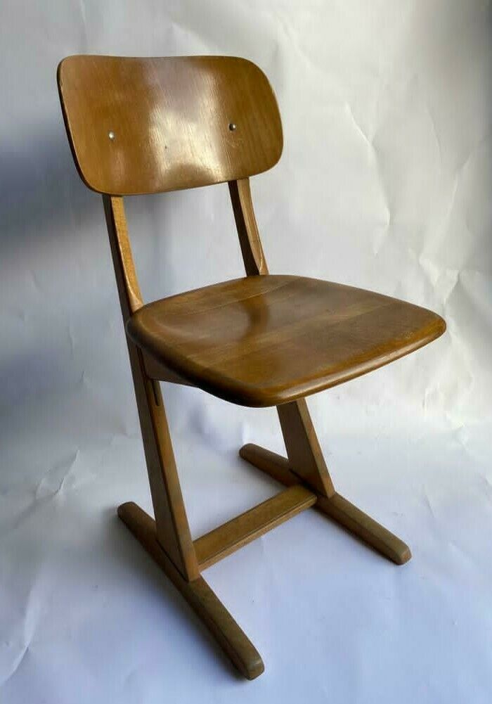 Suite of 6 chairs foot compass 1960 beautiful blond patina